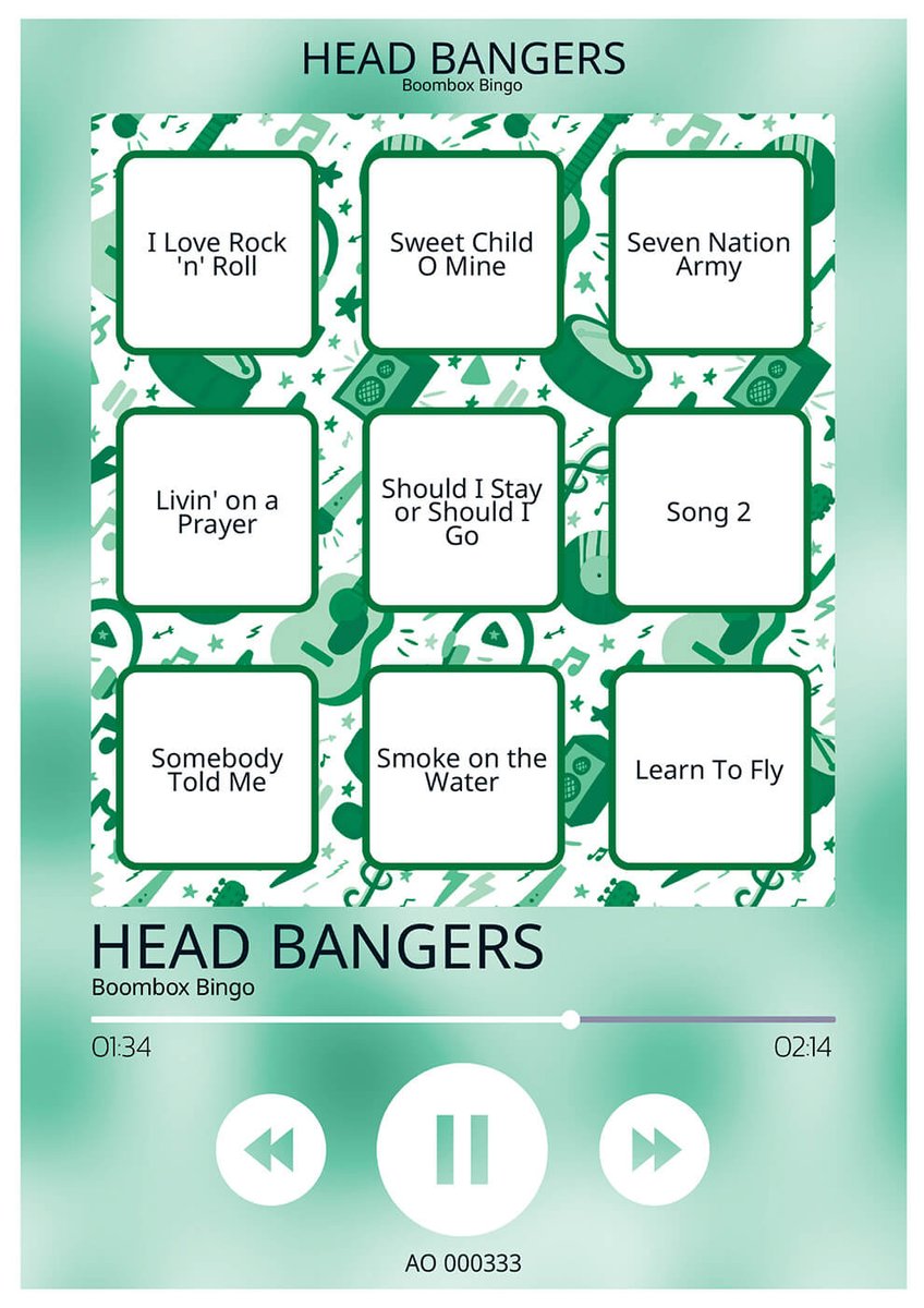 Head Bangers Boombox Bingo